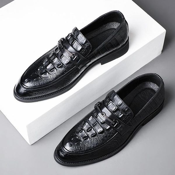 dress shoes 2021 men's autumn fashion man genuine leather casual alligator print slip-on loafers, Black
dress shoes 2021 men's autumn fashion man genuine leather casual alligator print slip-on loafers, Black