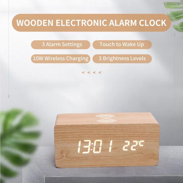 other clocks & accessories modern wooden digital led desk alarm clock 12/24h wireless charger with charging
other clocks & accessories modern wooden digital led desk alarm clock 12/24h wireless charger with charging