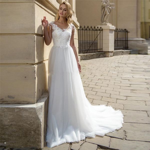 2021 new scoop lace appliques a-line wedding es backless bridal gowns tulle custom made vestidos de mariage formal long uyvy, White
2021 new scoop lace appliques a-line wedding es backless bridal gowns tulle custom made vestidos de mariage formal long uyvy, White