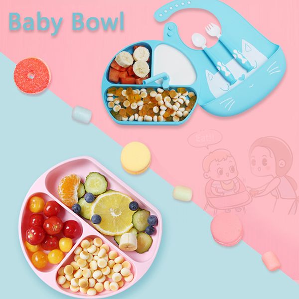 baby silicone plate one-piece tableware children separate compartments sucker plate spoons with bib for kids eating training
baby silicone plate one-piece tableware children separate compartments sucker plate spoons with bib for kids eating training