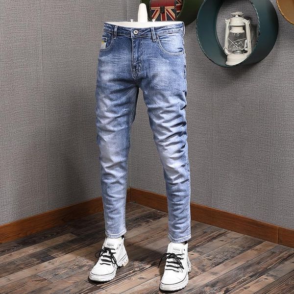 men's jeans summer mens blue stretch men casual slim fit ankle-length pants fashion embroidery denim trousers
men's jeans summer mens blue stretch men casual slim fit ankle-length pants fashion embroidery denim trousers