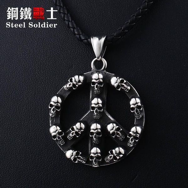 pendant necklaces steel soldier punk big round cycle skull ppeace symbol men necklace stainless vintage jewelry as creative gift, Silver
pendant necklaces steel soldier punk big round cycle skull ppeace symbol men necklace stainless vintage jewelry as creative gift, Silver