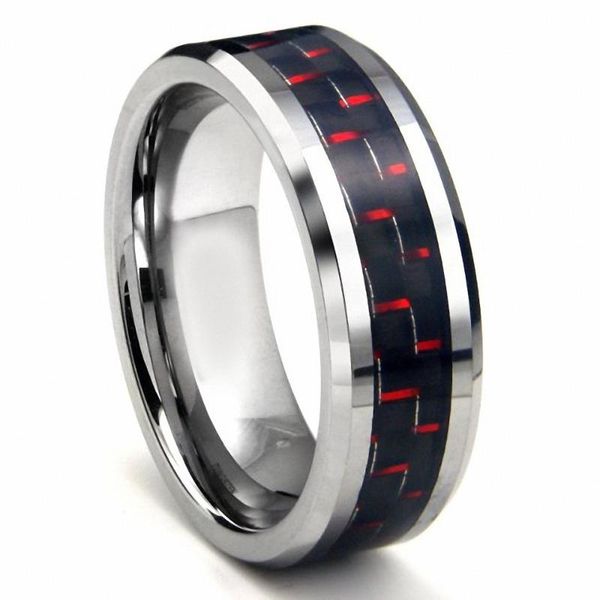 wedding rings men's 8mm tungsten ring black and red carbon fiber inlay band engagement jewelry, Slivery;golden
wedding rings men's 8mm tungsten ring black and red carbon fiber inlay band engagement jewelry, Slivery;golden