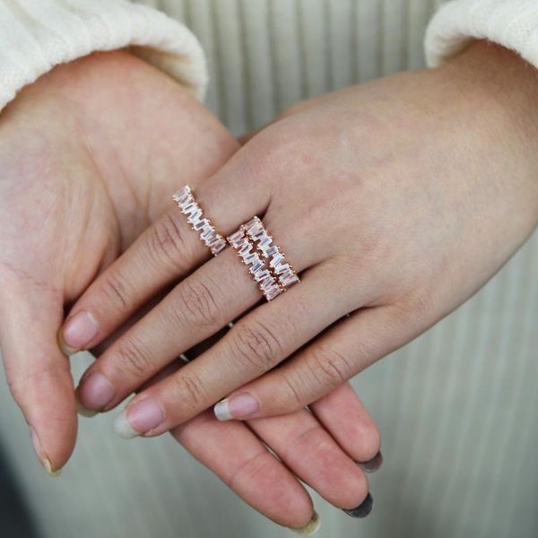 wedding rings simple baguette cubic zircon ring rose gold color finger jewelry delicate stack fashion for women gift, Slivery;golden
wedding rings simple baguette cubic zircon ring rose gold color finger jewelry delicate stack fashion for women gift, Slivery;golden