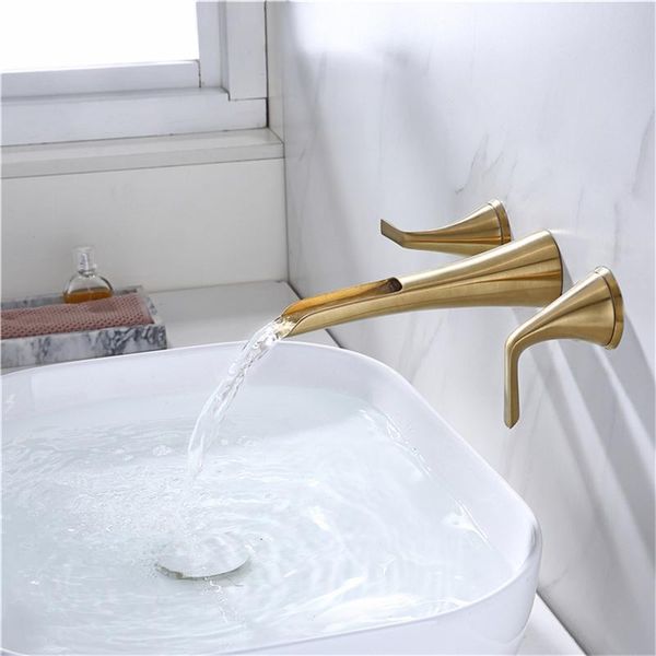 widespread bathroom faucet wall mounted brushed gold copper basin faucet double handle 3 holes and cold bathroom sink
widespread bathroom faucet wall mounted brushed gold copper basin faucet double handle 3 holes and cold bathroom sink