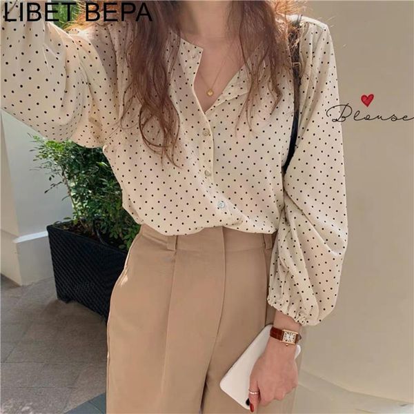 women's blouses & shirts 2021 spring summer fashionable elegant office lady buttons oversize dot korean style wild bl3061, White
women's blouses & shirts 2021 spring summer fashionable elegant office lady buttons oversize dot korean style wild bl3061, White
