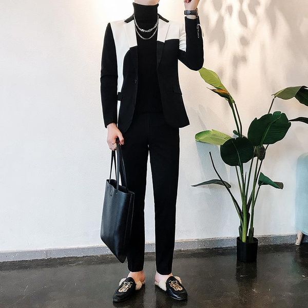 men's tracksuits men 2021 autumn winter slim fit two piece suits male patchwork blazers jackets pants business wedding dress clothing w, Gray
men's tracksuits men 2021 autumn winter slim fit two piece suits male patchwork blazers jackets pants business wedding dress clothing w, Gray