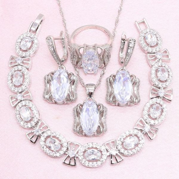 wedding jewelry sets gorgeous 925 silver for women white cubic zirconia bracelet ring earrings pendant christmas gift, Slivery;golden
wedding jewelry sets gorgeous 925 silver for women white cubic zirconia bracelet ring earrings pendant christmas gift, Slivery;golden