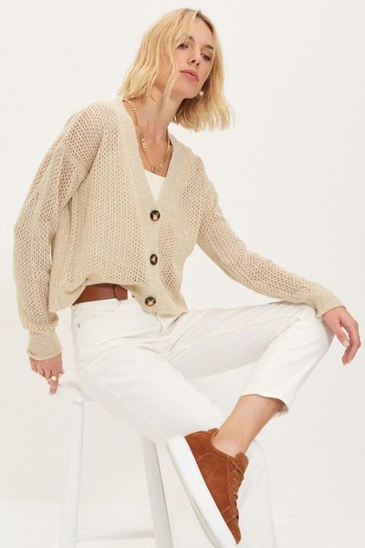 women's knits & tees trendyol cellular cardigan twoaw22hi0510, White