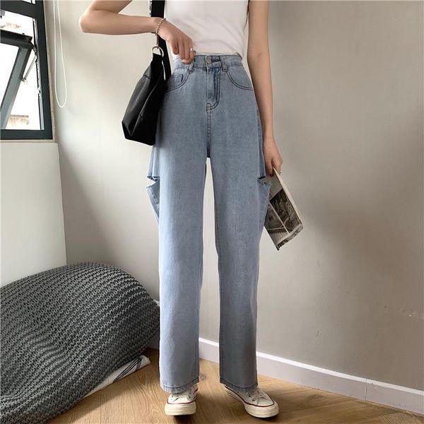 women's jeans 2021 summer long pants trousers women casual loose thin hole high waist wide leg denim straight, Blue
women's jeans 2021 summer long pants trousers women casual loose thin hole high waist wide leg denim straight, Blue