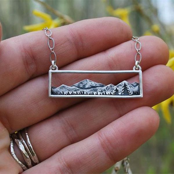 pendant necklaces mountain range pine trees necklace landscape jewelry statement for women accessories christmas gift, Silver
pendant necklaces mountain range pine trees necklace landscape jewelry statement for women accessories christmas gift, Silver