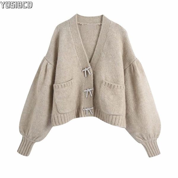 yosibcd women fashion with rhinestone buttons knitted cardigan sweater vintage long sleeve loose female outerwear chic, White
yosibcd women fashion with rhinestone buttons knitted cardigan sweater vintage long sleeve loose female outerwear chic, White