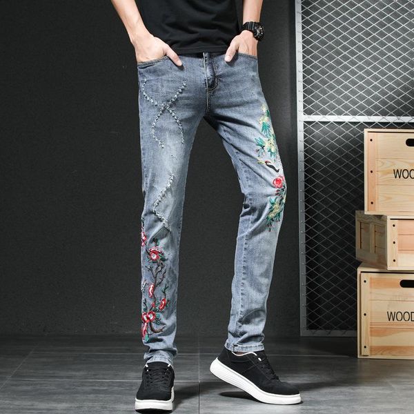 men's jeans men's ripped embroidered pencil chinese style youth slim fit cowboys trousers male fashion casual straight denim pants, Blue
men's jeans men's ripped embroidered pencil chinese style youth slim fit cowboys trousers male fashion casual straight denim pants, Blue