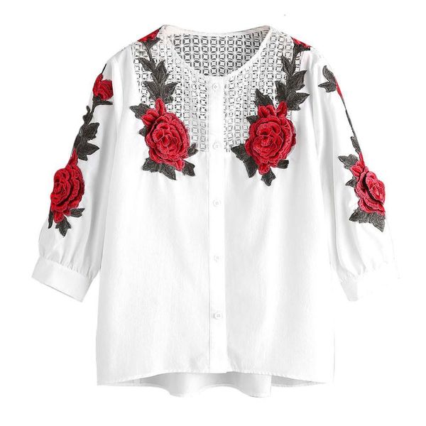 women blouses embroidered shirt casual blouse plus size blusas mujer de moda ropa femininas camisetas, White
women blouses embroidered shirt casual blouse plus size blusas mujer de moda ropa femininas camisetas, White