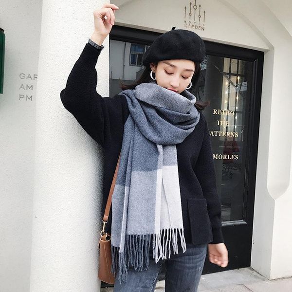 scarves apparel accessories, and wraps, autumn winter british plaid fringed wool scarf, warm shawl neck, Blue;gray 
scarves apparel accessories, and wraps, autumn winter british plaid fringed wool scarf, warm shawl neck, Blue;gray