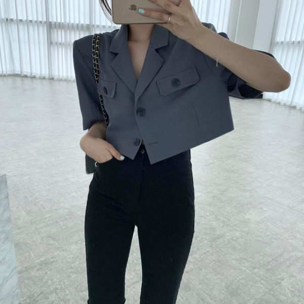 women's suits & blazers superaen 2021 solid notched single breasted full short shirt women, White;black
women's suits & blazers superaen 2021 solid notched single breasted full short shirt women, White;black