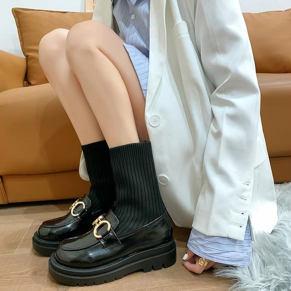 boots fashion spring autumn women's sock metal decoration thick platform stretch fabric shoes for women ankle round toe boot, Black
boots fashion spring autumn women's sock metal decoration thick platform stretch fabric shoes for women ankle round toe boot, Black