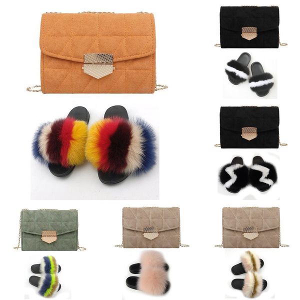 furry comfortable sandals and bags real fox fur slides with purses sets women shoes fluffy slippers and handbags 2021flip flops, Black
furry comfortable sandals and bags real fox fur slides with purses sets women shoes fluffy slippers and handbags 2021flip flops, Black