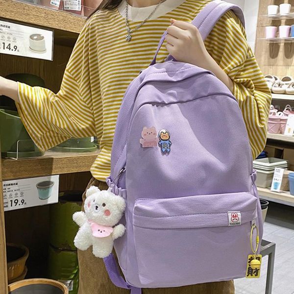 school bags est classic solid color large nylon girls backpack bag college student kawaii pendant women badge mochila bolsa mujer
school bags est classic solid color large nylon girls backpack bag college student kawaii pendant women badge mochila bolsa mujer