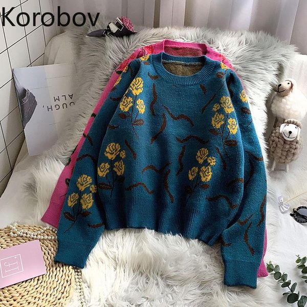 women's sweaters korobov vintage women korean flower embroidery o neck long sleeve sueter mujer harajuku streetwear pullovers, White;black
women's sweaters korobov vintage women korean flower embroidery o neck long sleeve sueter mujer harajuku streetwear pullovers, White;black