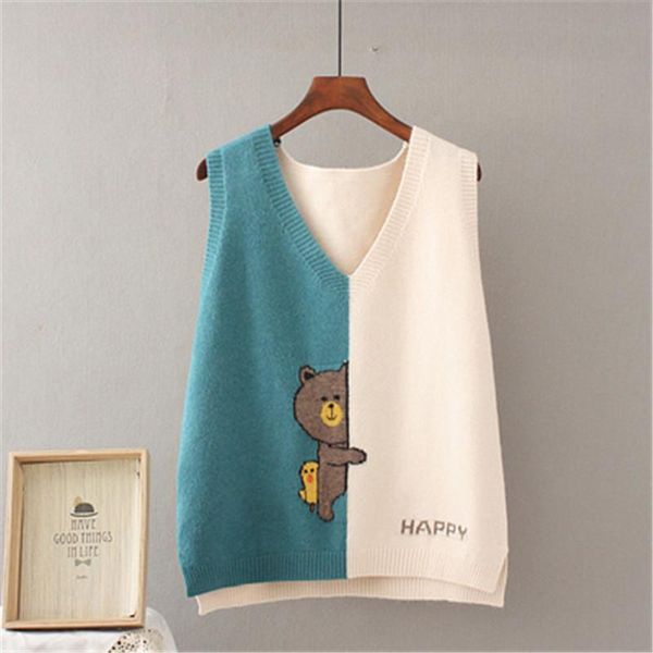 women's vests 2021 spring stitching pattern pullover sweater woman vest v-neck casual girl knitting waistcoats loose sleeveless coat la, Black;white
women's vests 2021 spring stitching pattern pullover sweater woman vest v-neck casual girl knitting waistcoats loose sleeveless coat la, Black;white