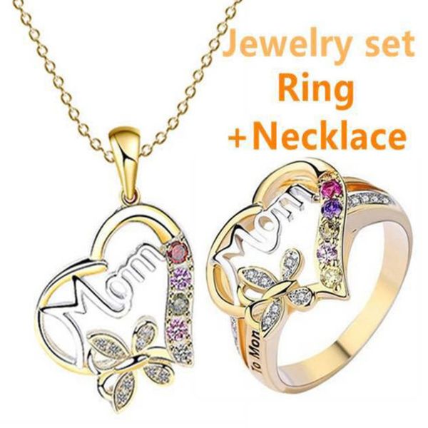 boutique fashion diamond jewelry set heart shaped mother necklace mother's day gift 1 necklace + 1 ring mom plated ring sale g30103, Red;brown
boutique fashion diamond jewelry set heart shaped mother necklace mother's day gift 1 necklace + 1 ring mom plated ring sale g30103, Red;brown