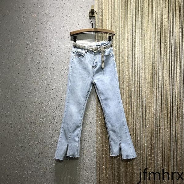 women's jeans european station 2021 spring summer high waist elastic slim body show thin slit micro la jean nine minutes pants female t, Blue
women's jeans european station 2021 spring summer high waist elastic slim body show thin slit micro la jean nine minutes pants female t, Blue