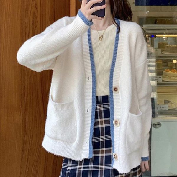 women's sweaters white knitted sweater autumn and winter korean version of versatile loose long sleeve top, White;black
women's sweaters white knitted sweater autumn and winter korean version of versatile loose long sleeve top, White;black