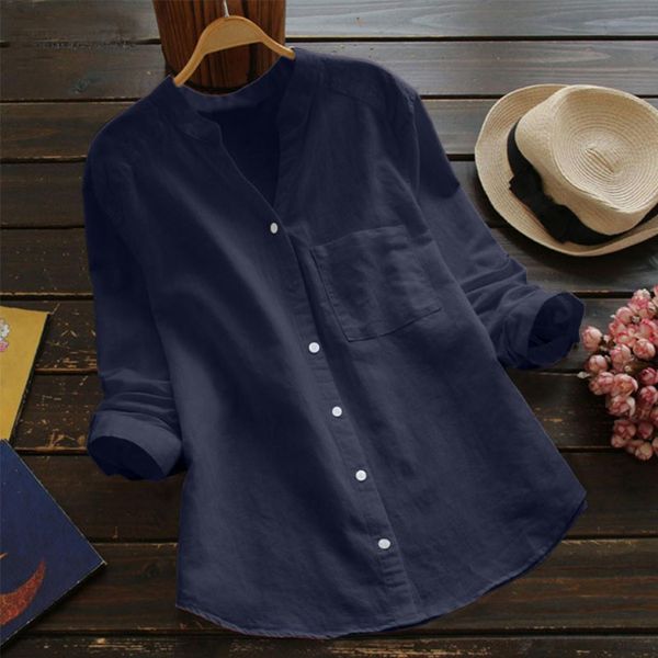 women shirts cotton linen casual solid long sleeve shirt blouse button down chemise femme z25, White
women shirts cotton linen casual solid long sleeve shirt blouse button down chemise femme z25, White
