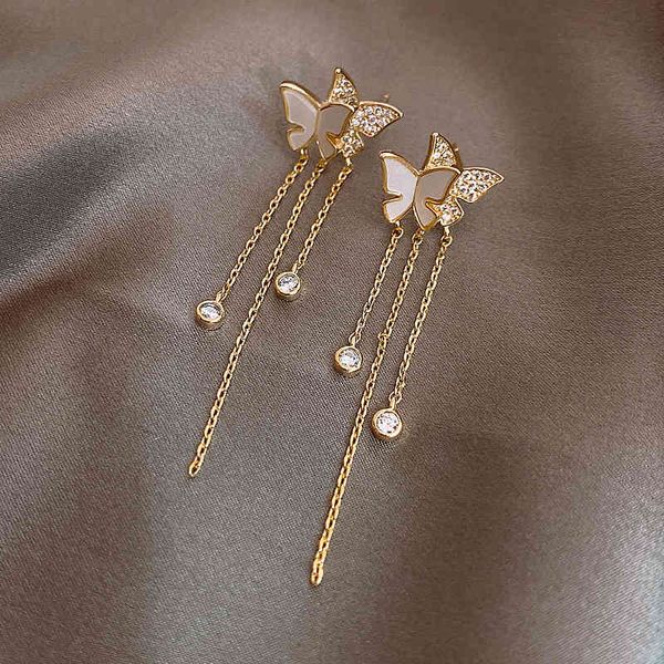 real gold plating s925 silver needle korean fashion long butterfly earrings tassel temperament versatile net red
real gold plating s925 silver needle korean fashion long butterfly earrings tassel temperament versatile net red