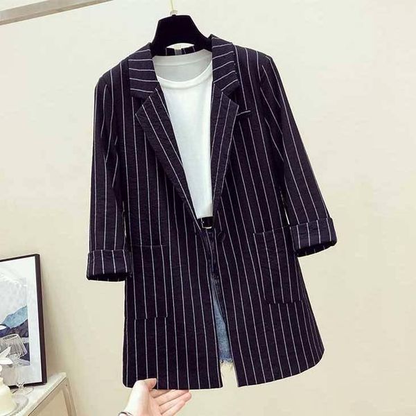 women's suits & blazers 2021 women simple thin casual spring slim notched formal jackets striped ladies three quarter sleeve blazer coa, White;black
women's suits & blazers 2021 women simple thin casual spring slim notched formal jackets striped ladies three quarter sleeve blazer coa, White;black