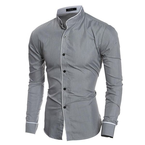men's casual shirts solid color button down dress stand collar slim fit cotton shirt, White;black
men's casual shirts solid color button down dress stand collar slim fit cotton shirt, White;black