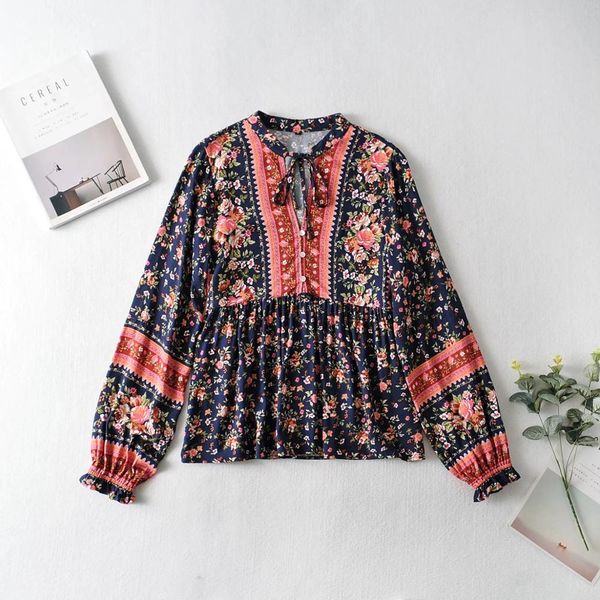 bohemia bandage open buttons v neck floral print women shirt holiday contrast color loose long sleeve blouse beach 1 set, Red
bohemia bandage open buttons v neck floral print women shirt holiday contrast color loose long sleeve blouse beach 1 set, Red