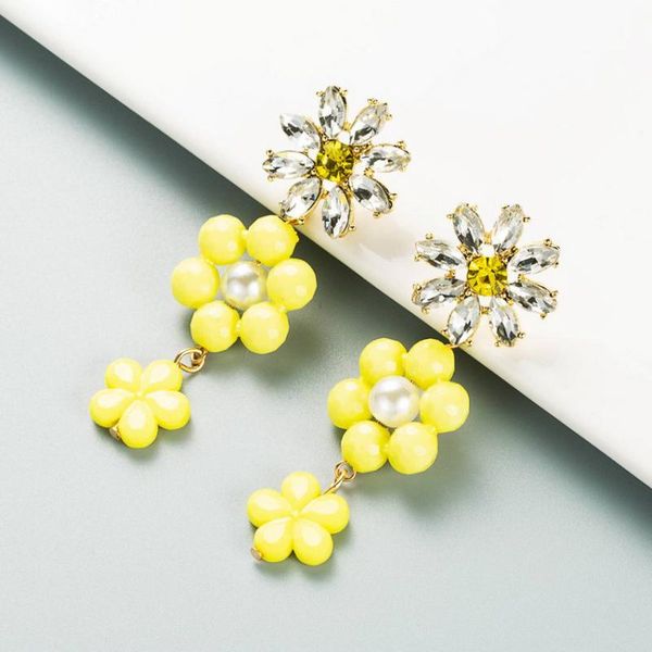 dangle & chandelier yellow glass beads woven pearl flower earrings for women rhinestone accented summer jewelry, Silver
dangle & chandelier yellow glass beads woven pearl flower earrings for women rhinestone accented summer jewelry, Silver