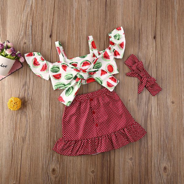 toddler kids girls 3pcs clothes sets off shoulder watermelon print t-shirts +plaid ruffles skirts+headband, White
toddler kids girls 3pcs clothes sets off shoulder watermelon print t-shirts +plaid ruffles skirts+headband, White