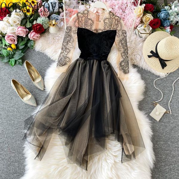 casual dresses oceanlove mesh velvet vinatge women dress spring 2021 patchwork elegant party embroidery lace vestidos ladies 13924, Black;gray
casual dresses oceanlove mesh velvet vinatge women dress spring 2021 patchwork elegant party embroidery lace vestidos ladies 13924, Black;gray
