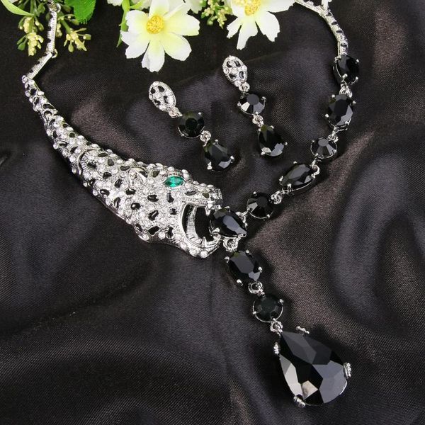 earrings & necklace tuliper leopard animal jewelry set black austrian crystal rhinestone earring women accessories, Silver
earrings & necklace tuliper leopard animal jewelry set black austrian crystal rhinestone earring women accessories, Silver