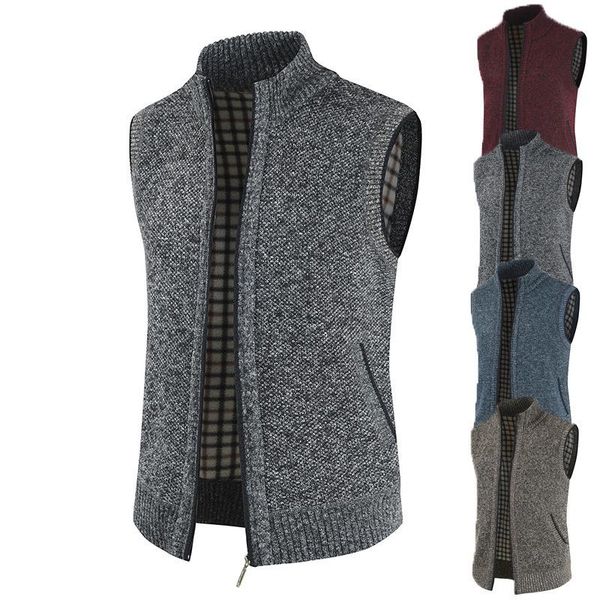 men' tank zipper vest solid stand collar sleeveless sweater cardigan, White;black
men' tank zipper vest solid stand collar sleeveless sweater cardigan, White;black