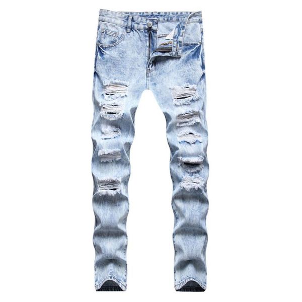 men's jeans men holes ripped denim trendy distressed snow washed pants plus size straight trousers, Blue
men's jeans men holes ripped denim trendy distressed snow washed pants plus size straight trousers, Blue