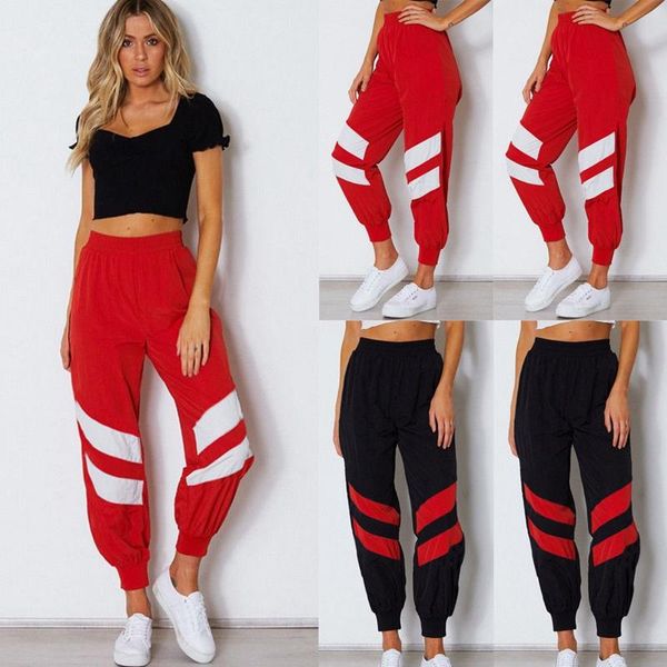 women's pants & capris casual active elastic high waist patchwork loose hip hop trousers, Black;white
women's pants & capris casual active elastic high waist patchwork loose hip hop trousers, Black;white