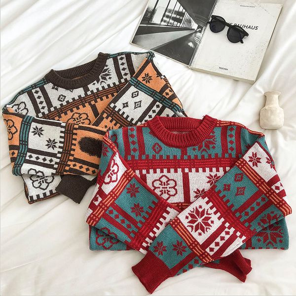 2021 women vintage argyle sweater new autumn winter long sleeve casual harajuku pullover korean woman loose oversized knitted a9fp, White;black
2021 women vintage argyle sweater new autumn winter long sleeve casual harajuku pullover korean woman loose oversized knitted a9fp, White;black