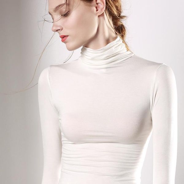 women's t-shirt 2021 autumn and winter long-sleeved shirt stretch high collar simple solid color bottoming, White
women's t-shirt 2021 autumn and winter long-sleeved shirt stretch high collar simple solid color bottoming, White