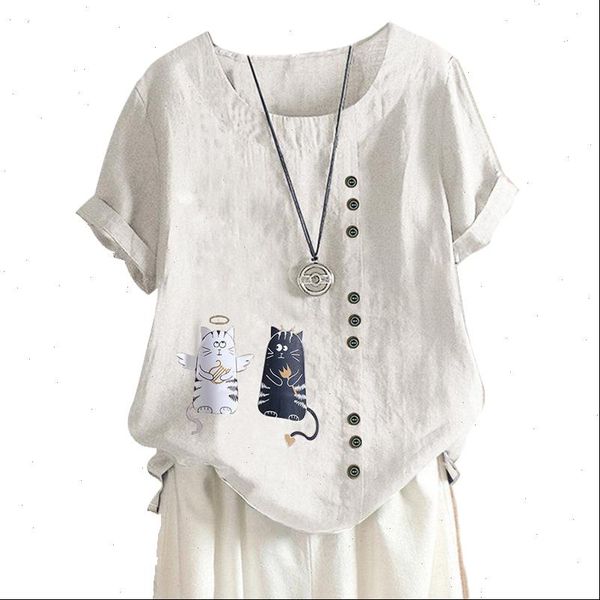 white women summer fashion cats print o neck casual female leisure daily wearing tees shirts with button big
white women summer fashion cats print o neck casual female leisure daily wearing tees shirts with button big