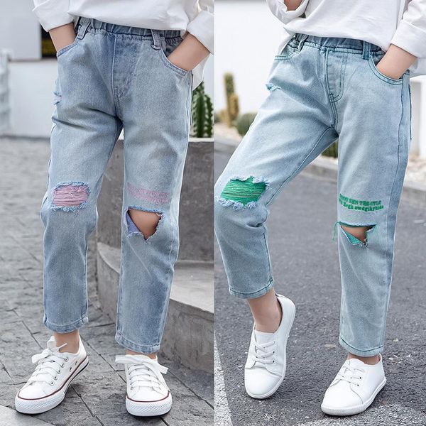 jeans 2021 spring autumn girls ripped fashion children broken hole denim trousers teen kids elastic waist loose casual pants, Blue
jeans 2021 spring autumn girls ripped fashion children broken hole denim trousers teen kids elastic waist loose casual pants, Blue