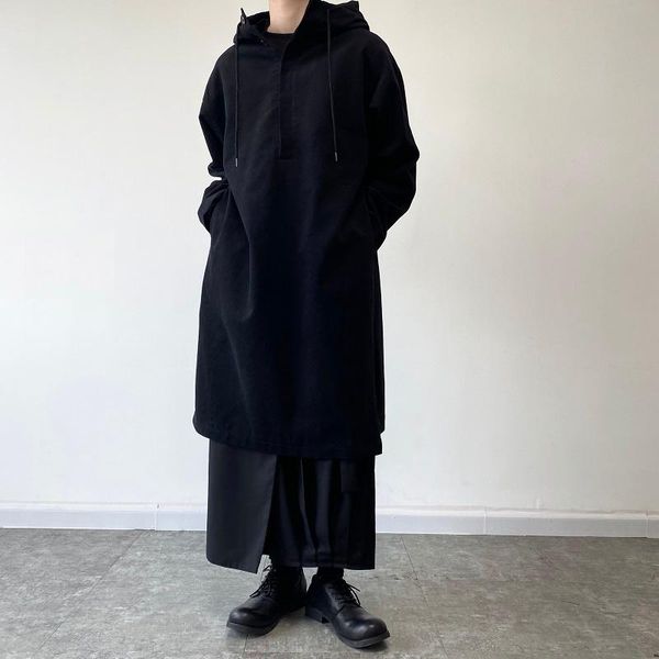 men's trench coats long hooded windbreaker autumn and winter dark harajuku ultra loose niche split design knee length cloak coat, Tan;black
men's trench coats long hooded windbreaker autumn and winter dark harajuku ultra loose niche split design knee length cloak coat, Tan;black