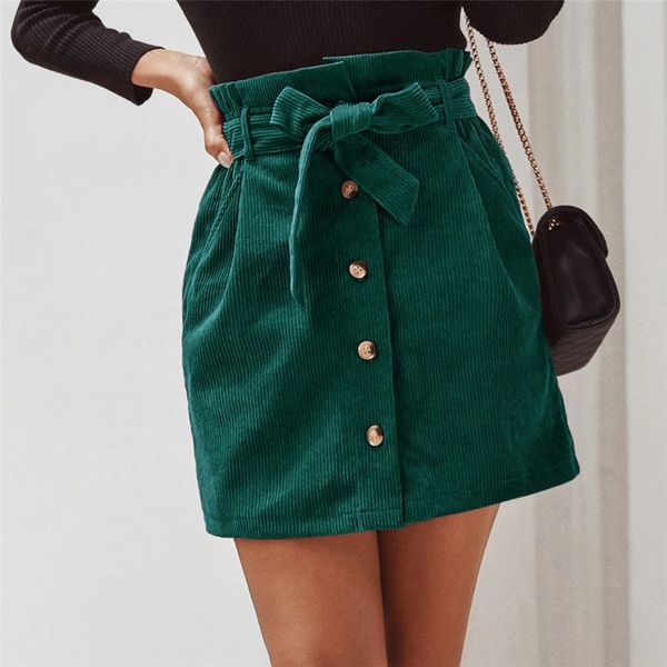 women autumn winter fashion casual sashes high waist corduroy a line mini skirts with stylish button belt pocket red brown green, Black
women autumn winter fashion casual sashes high waist corduroy a line mini skirts with stylish button belt pocket red brown green, Black