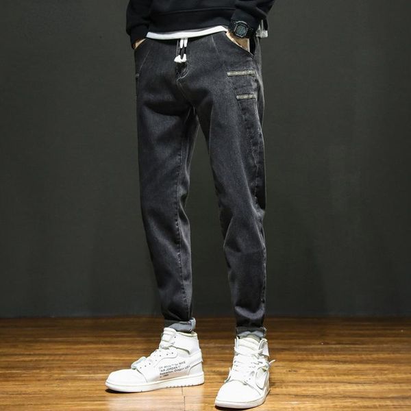 men's jeans men drawstring loose straight pants 2021 autumn japanese fashion mid waist harem embroidery printed trousers, Blue
men's jeans men drawstring loose straight pants 2021 autumn japanese fashion mid waist harem embroidery printed trousers, Blue