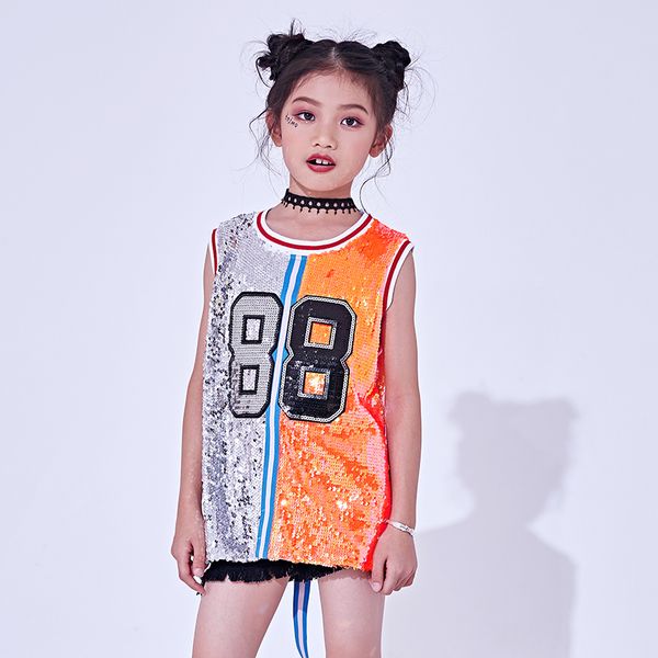 2021 new hip hop dance costumes kids sequin vest child jazz stage dress street dancing clothes girls performance wear, Black;red
2021 new hip hop dance costumes kids sequin vest child jazz stage dress street dancing clothes girls performance wear, Black;red