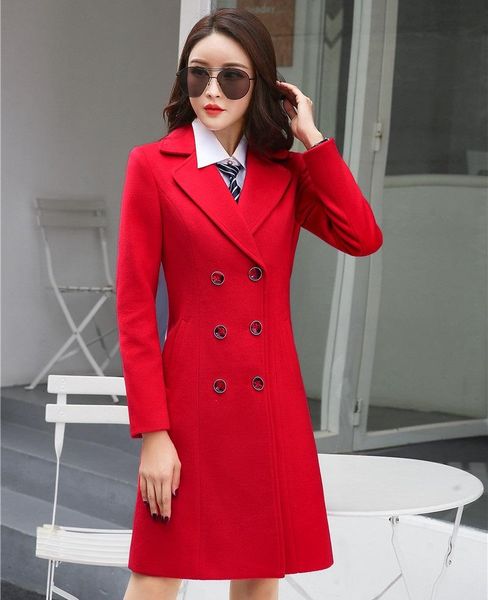 women's wool & blends fabric middle long windbreaker double breasted warm winter woolen jackets coat for women elegant outwear, Black
women's wool & blends fabric middle long windbreaker double breasted warm winter woolen jackets coat for women elegant outwear, Black