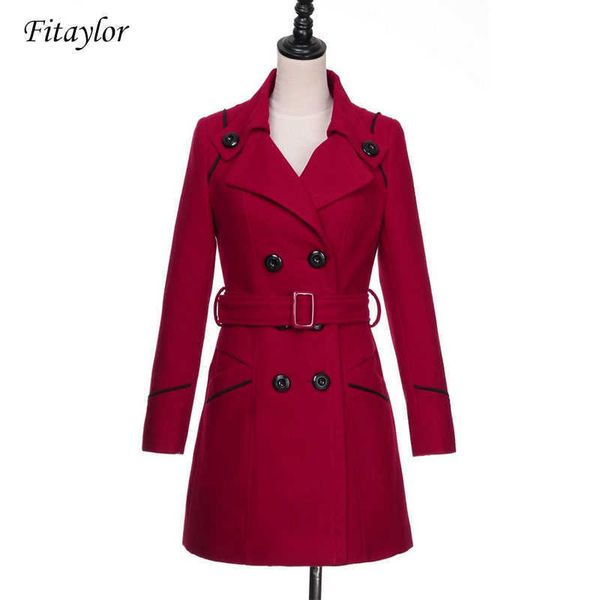 fitaylor plus size women wool blend warm medium long trench coat spring winter female slim double breasted belt woolen overcoat 210930, Black
fitaylor plus size women wool blend warm medium long trench coat spring winter female slim double breasted belt woolen overcoat 210930, Black